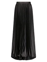 Pleated Satin Maxi Skirt