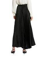 Pleated Satin Maxi Skirt
