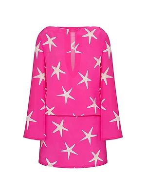 Starfish Crepe De Chine Short Dress