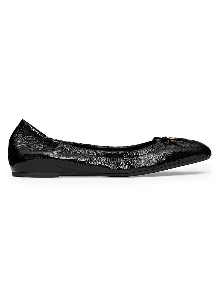 VLogo Signature Patent Leather Ballerina Flats