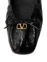 VLogo Signature Patent Leather Ballerina Flats