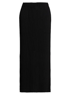Hatching Pleats Midi-Skirt