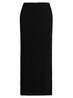 Hatching Pleats Midi-Skirt