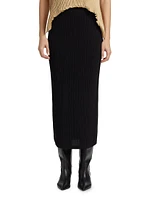 Hatching Pleats Midi-Skirt