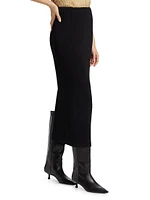 Hatching Pleats Midi-Skirt