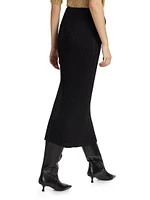 Hatching Pleats Midi-Skirt