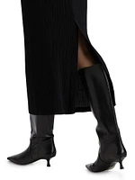 Hatching Pleats Midi-Skirt