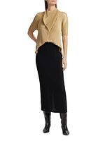 Hatching Pleats Midi-Skirt