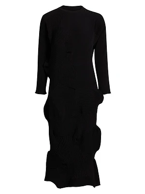 Kone Sculpted Plissè Midi-Dress