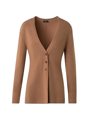 Stretch Cashmere Rib-Knit V-Neck Cardigan