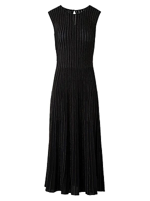 Metallic Rib-Knit Sleeveless Midi-Dress