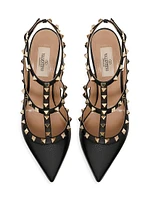 Rockstud Grainy Leather 100MM Ankle Strap Pump