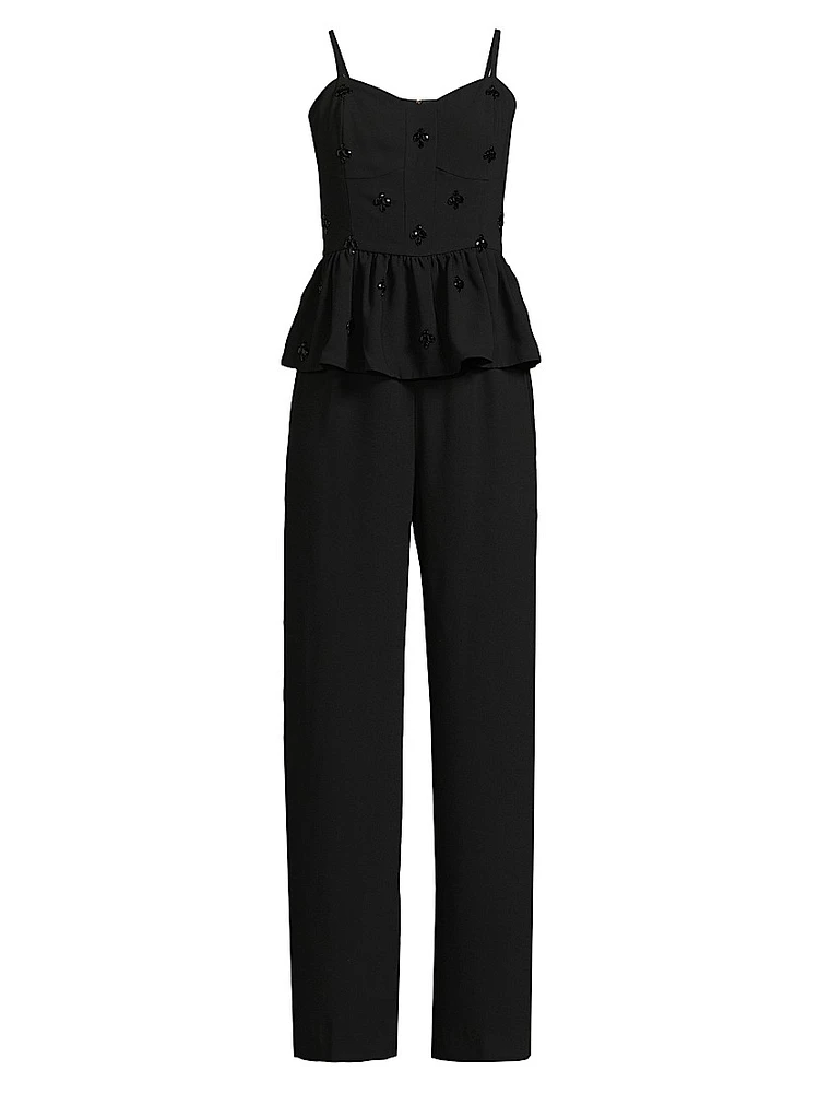Luella Embellished Peplum Jumpsuit