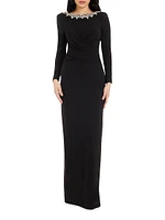 Anne Embellished Wrap-Front Gown