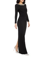 Anne Embellished Wrap-Front Gown