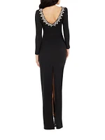 Anne Embellished Wrap-Front Gown