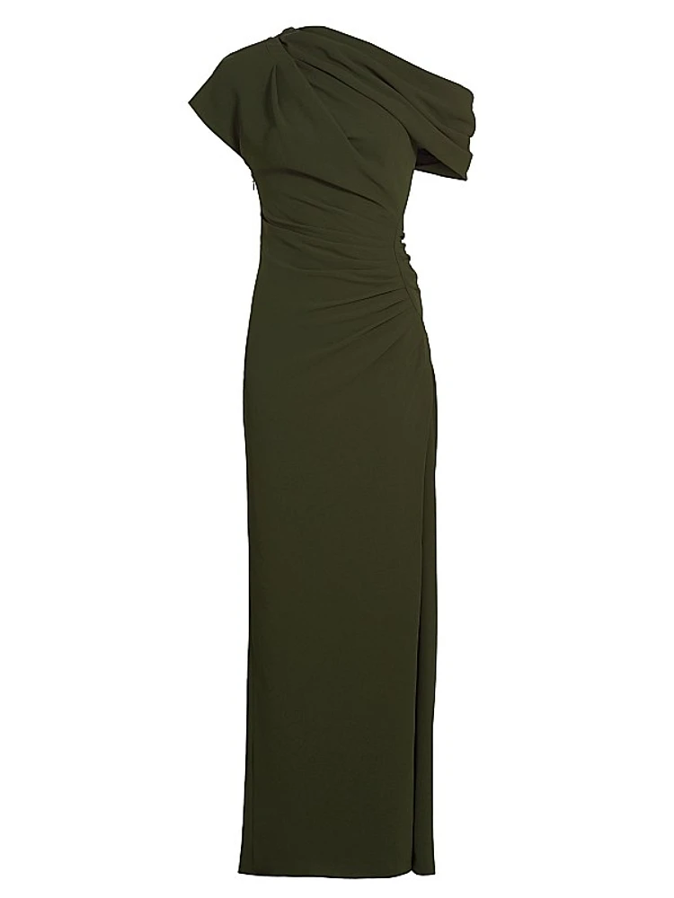 Kally One-Shoulder Draped Midi-Dress