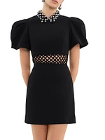 Aubree Beaded Crepe Minidress