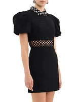 Aubree Beaded Crepe Minidress