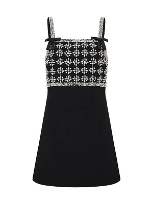 Rina Crystal-Embellished Crepe Minidress