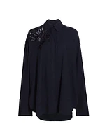 Embellished Wool Button-Up Shirt