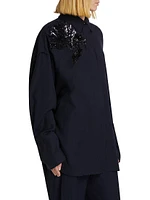 Embellished Wool Button-Up Shirt