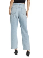 Washed Cotton Denim Straight-Leg Jeans