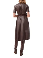 Misola Faux-Leather Short-Sleeve Midi-Dress