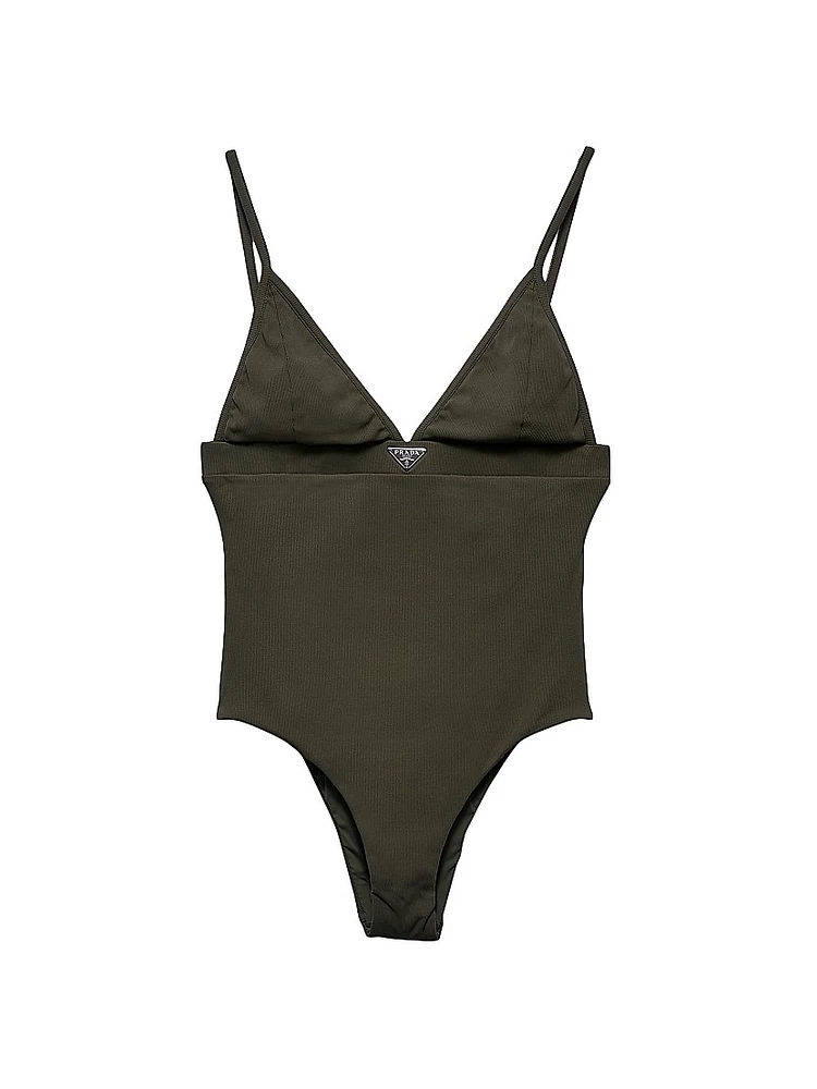 Ribbed Knit One-Piece Swimsuit