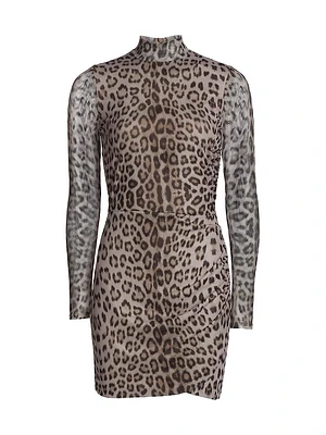 Talulla Leopard-Print Mesh Minidress
