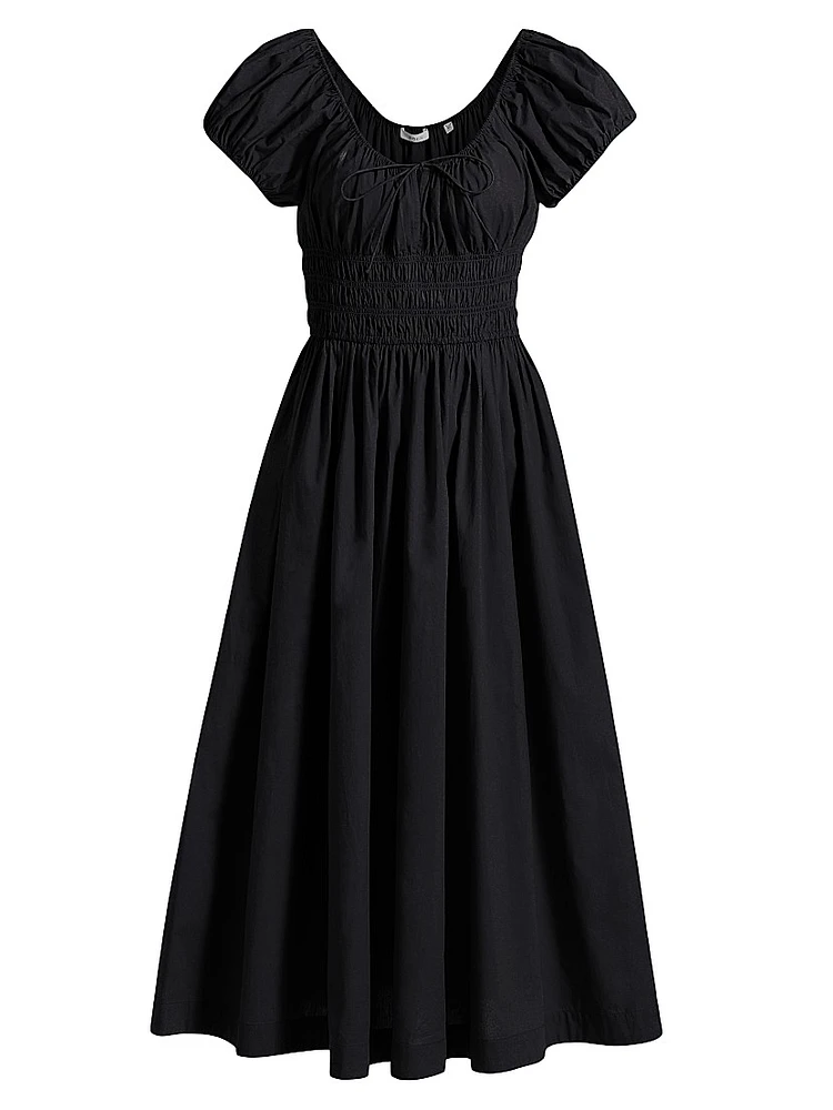 Quinn Cotton Shirred Midi-Dress