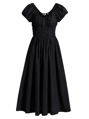 Quinn Cotton Shirred Midi-Dress