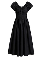 Quinn Cotton Shirred Midi-Dress