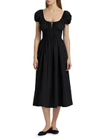 Quinn Cotton Shirred Midi-Dress
