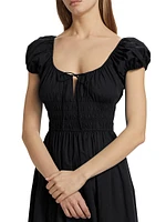 Quinn Cotton Shirred Midi-Dress