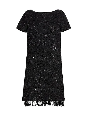 Beaded Tweed Shift Dress