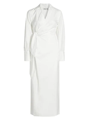 Briar Draped Cotton-Blend Shirtdress