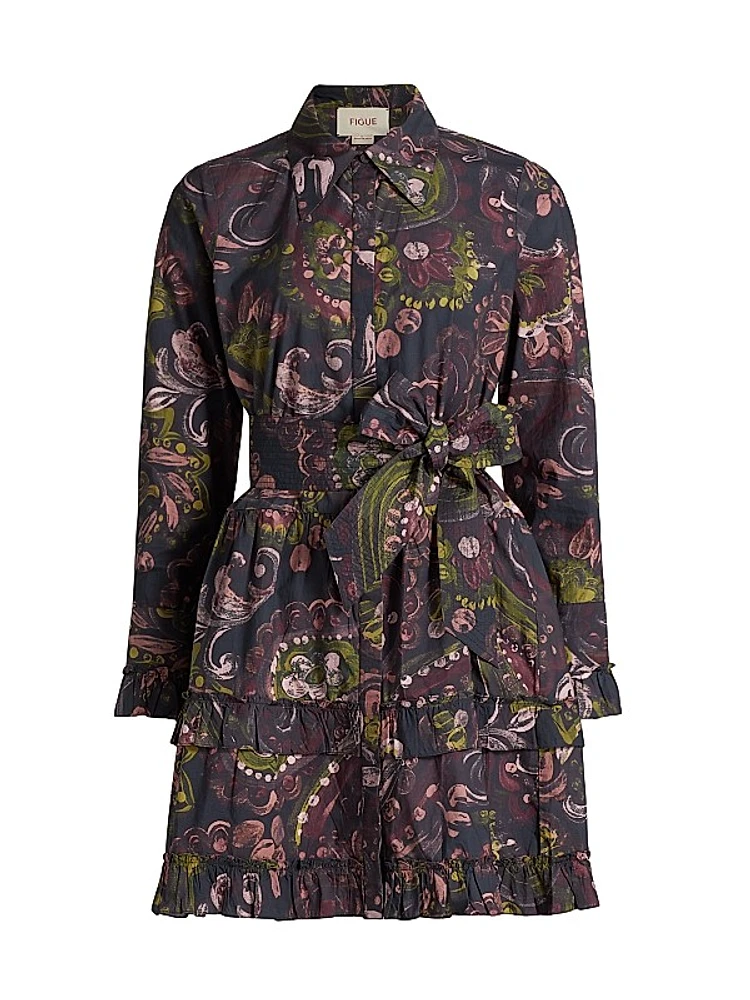 Cami Floral Cotton Tie-Waist Shirtdress