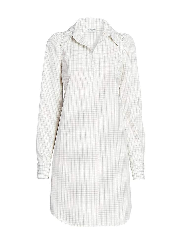 Delindra Poplin Grid Shirtdress