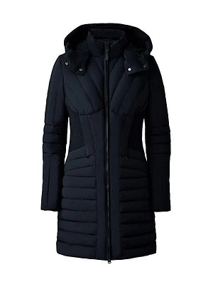 Oksana Smocked Long Down Coat