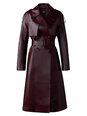Carmela Leather Belted Trench Coat