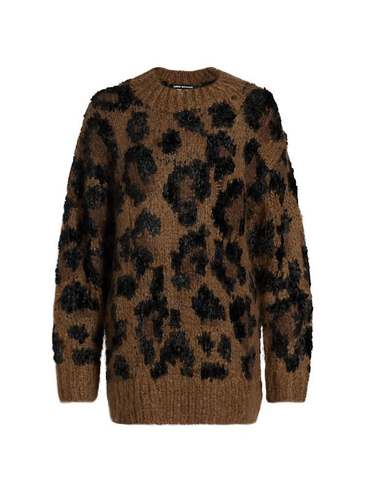 Leopard Pattern Wool-Blend Sweater
