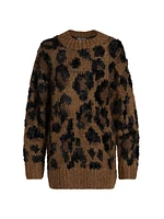 Leopard Pattern Wool-Blend Sweater