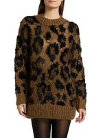 Leopard Pattern Wool-Blend Sweater