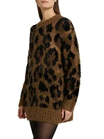 Leopard Pattern Wool-Blend Sweater