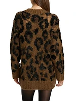 Leopard Pattern Wool-Blend Sweater
