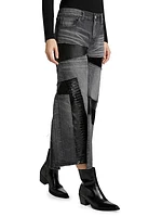 Pieced Denim Midi Skirt
