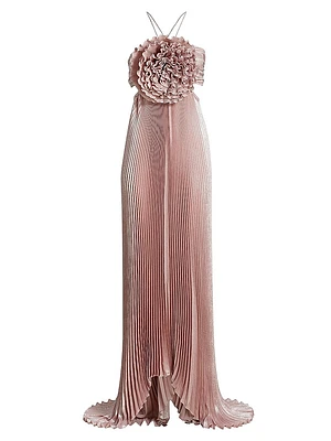 Pleated Shimmer Gown