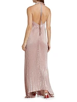 Deesse Pleated Halter Maxi Dress