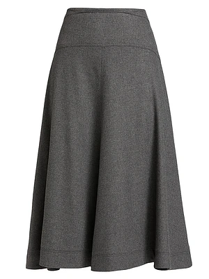 Rasima Twill A-Line Midi-Skirt